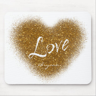 Gouden Glitter LOVE Hart Glamour Muismat