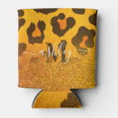 Gouden Glitter Luipaard Print Blikjeskoeler (Voorkant)