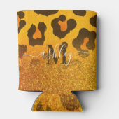 Gouden Glitter Luipaard Print Blikjeskoeler (Achterkant)