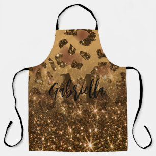 Gouden Glitter Luipaard Print Schort