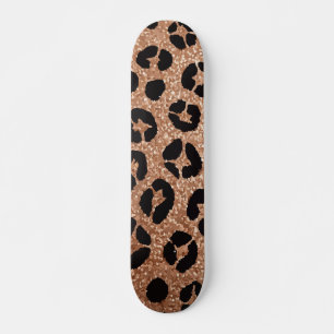 Gouden Glitter Luipaardprint Moedig Ontwerp Skateboard