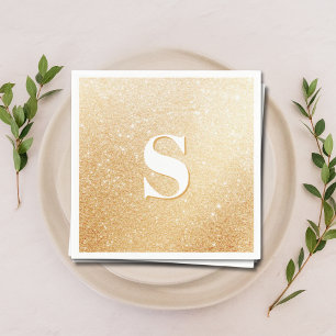 Gouden Glitter Luxe Persoonlijke Monogram Servette Servet