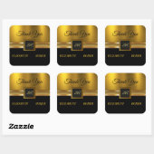 Gouden Glitter Luxe Zwart Bruiloft Vierkante Sticker (Vel)