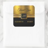 Gouden Glitter Luxe Zwart Bruiloft Vierkante Sticker (Tas)