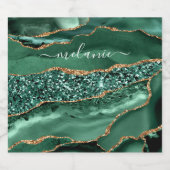 Gouden Glitter Marmeren Naam Mousserende Wijn Etik Sparkling Wijnetiket (Enkel label)