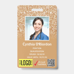 Gouden Glitter Medische Foto ID QR Barcode Badge