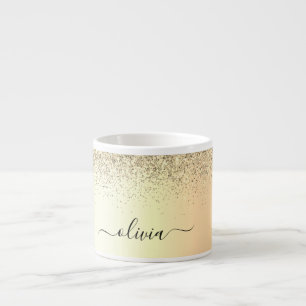 Gouden Glitter Meisjesachtige Luxe Moderne Monogra Espresso Kop
