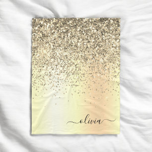 Gouden Glitter Metaal Monogram Glam Naam Fleece Deken