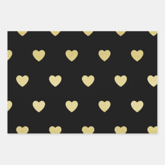 Gouden Glitter Metallic Hart Zwart Rood Paars Inpakpapier Vel