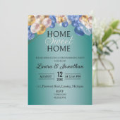 Gouden Glitter Metallic Turquoise Housewarming Par Kaart (Staand voorkant)