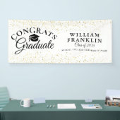 Gouden Glitter Modern Elegant Afstuderen Spandoek (Beurs)