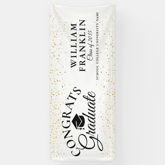 Gouden Glitter Modern Elegant Afstuderen Spandoek (Verticaal)