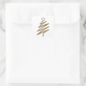 Gouden Glitter Moderne Vakantieboom Kerstmis Vierkante Sticker (Tas)