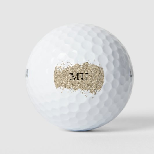 Gouden Glitter Monogram Golf Ball Golfballen (Voorkant)