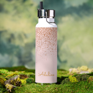 Gouden Glitter Monogram Naam Waterfles