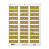 Gouden Glitter Monogram Trouwadres Etiket (Full Sheet)