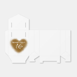 Gouden glitter mors Sweet 16 hart favorietdozen Bedankdoosjes