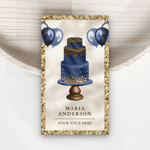 Gouden Glitter Navy Blauwe Cake Ballonnen Evenemen Visitekaartje