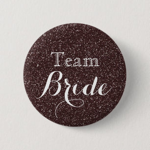 Gouden Glitter Nep Folie Trouw Team Bruid Ronde Button 5,7 Cm