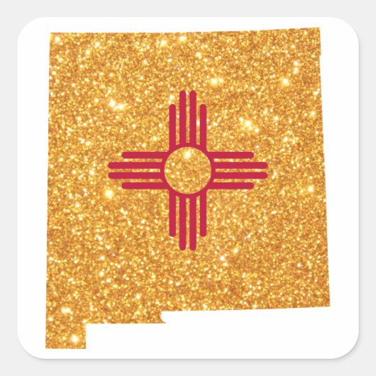 Gouden Glitter New Mexico Vierkante Sticker (Voorkant)