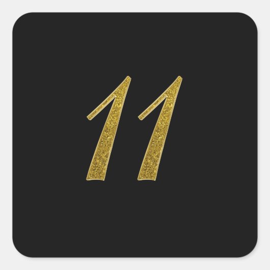 Gouden Glitter Nummer 11 Vierkante Sticker (Voorkant)