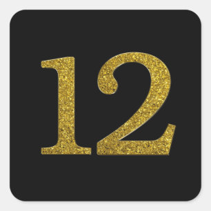 Gouden Glitter Nummer 12 Vierkante Sticker