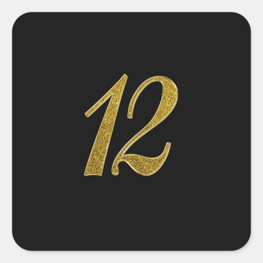 Gouden Glitter Nummer 12 Vierkante Sticker (Voorkant)