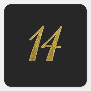 Gouden Glitter Nummer 14 Vierkante Sticker