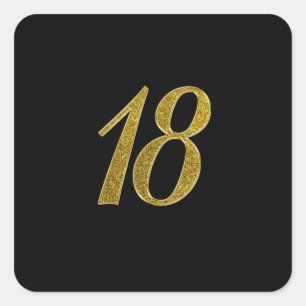 Gouden Glitter Nummer 18 Vierkante Sticker