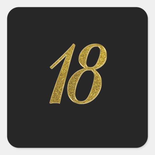Gouden Glitter Nummer 18 Vierkante Sticker (Voorkant)