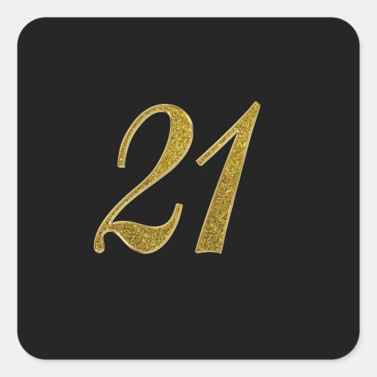 Gouden Glitter Nummer 21 Vierkante Sticker (Voorkant)