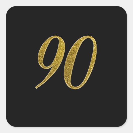 Gouden Glitter Nummer 90 Vierkante Sticker (Voorkant)