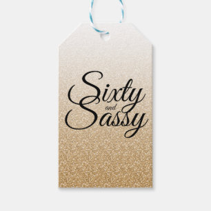 Gouden Glitter Ombre 60 en Sassy 60e Verjaardag Cadeaulabel