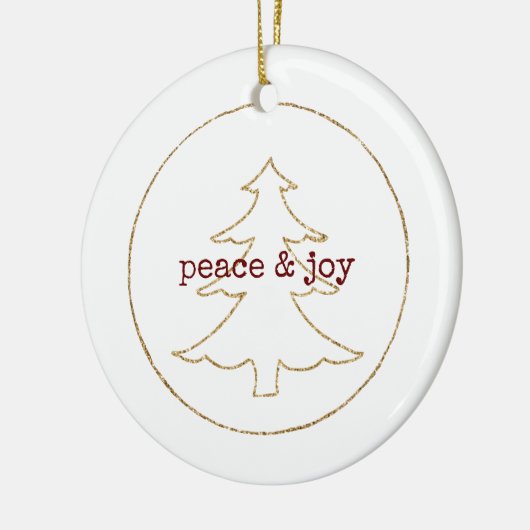 Gouden Glitter Omtrek Kerstboom Keramisch Ornament (Links)