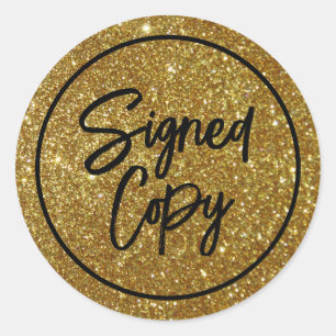 Gouden Glitter, Ondertekend exemplaar van de auteu Ronde Sticker
