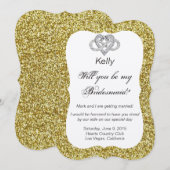 Gouden Glitter Oneindigheid Hart Bruidsmeisje Kaar Kaart (Voorkant / Achterkant)