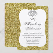 Gouden Glitter Oneindigheid Hart Bruidsmeisje Kaar Kaart (Voorkant / Achterkant)