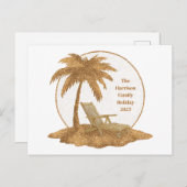 Gouden Glitter Palm Tree met aangepaste tekst Feestdagenkaart (Voorkant / Achterkant)