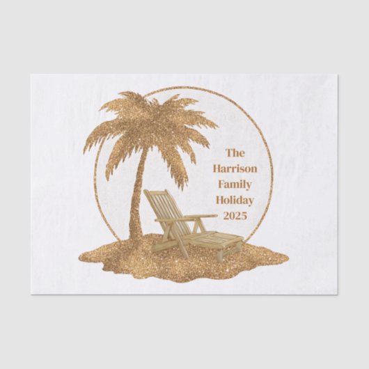 Gouden Glitter Palm Tree met aangepaste tekst Tissuepapier (Voorkant)