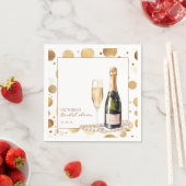 Gouden Glitter Parels en Prosecco Bruidsfeest Servet (Insitu)