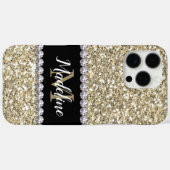 Gouden Glitter Pareltjes met naam en Mongram Case-Mate iPhone Case (Achterkant (horizontaal))