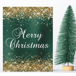 Gouden Glitter Pijnboom Groen Folie Groot Prettig  Kaart