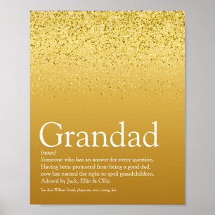 Gouden Glitter Plezier Opa Grootvader Papa Definit Poster