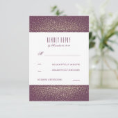 Gouden Glitter  Plum Bruiloft RSVP Kaarten (Staand voorkant)
