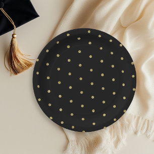 Gouden glitter polka stippenpatroon Zwart Papieren Bordje