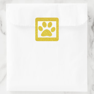 Gouden Glitter Pootafdrukken Witte Mooie Klasse Fe Vierkante Sticker