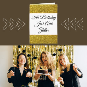 Gouden Glitter Pret Op Haar 50e Verjaardag Kaart