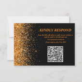 Gouden Glitter QR Code RSVP Kaart (Voorkant)
