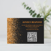 Gouden Glitter QR Code RSVP Kaart (Staand voorkant)