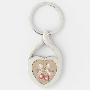 Gouden Glitter Rode Kersen Sleutelhanger